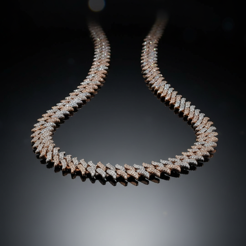 Rose Gold Two-Tone Spike Cuban Chain